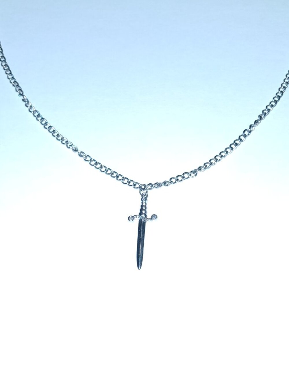 Silver Color Dagger Sword Pendant Necklace for Men 20.25 Inches Long